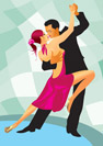 Pair of dancers in ballroom dance - vector illustration