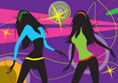 Dancing girls in a club - vector illustration