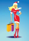 christmas girl with shopping bags - vector illustration