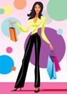 fashion shopping girls with shopping bag  - vector illustration
