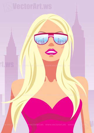 Fashion girl with glasses in glasses icon. Fashion girl with glasses in