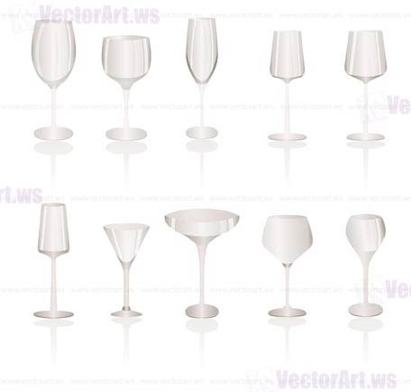 different kind of Wine Glasses - vector icon set