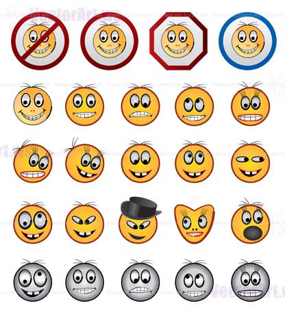 different kinds of Smiling faces icons - vector icon set