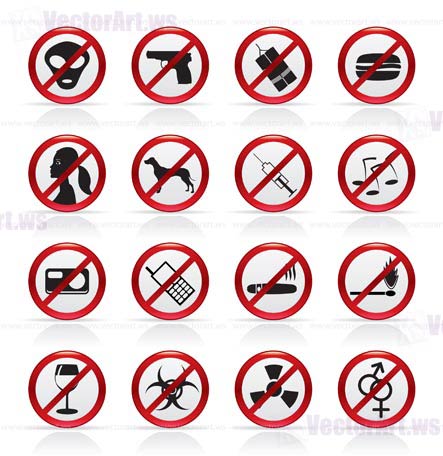 Prohibition Sign and icons - Vector Icon Set