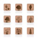 Wooden Tree Collection icons - Vector Icon Set