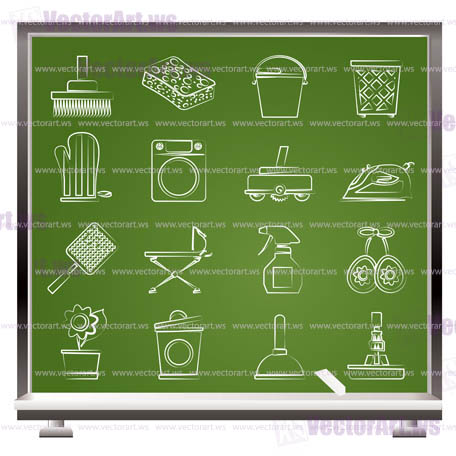 Household objects and tools icons - vector icon set