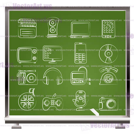 multimedia and technology icons - vector icon set