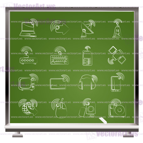 wireless and technology icons - vector icon set