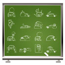 painted with chalk car and transportation insurance and risk icons - vector icon set