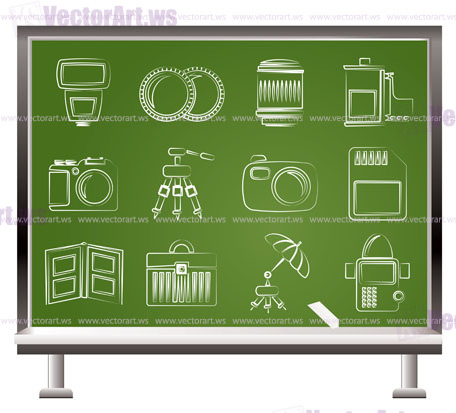 Photography equipment icons - vector icon set