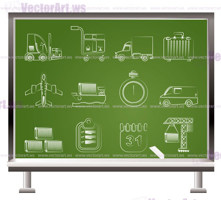 logistics, shipping and transportation icons - vector icon set