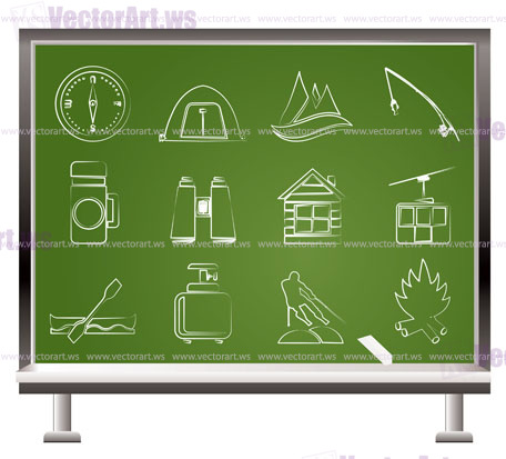 travel, Tourism, vacation  and mountain objects - vector illustration