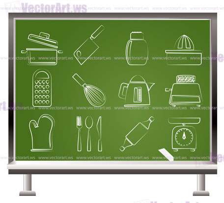 Kitchen and household Utensil Icons - vector icon set