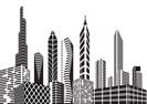 Black and white city - Vector illustration