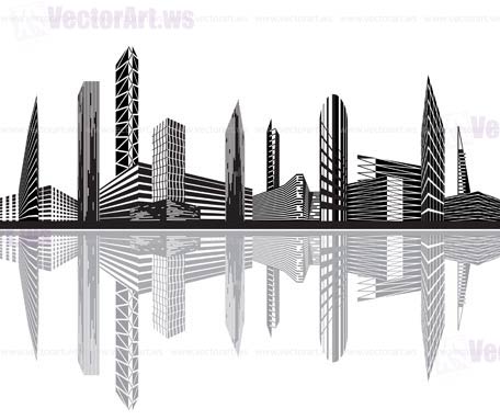 Black and white city - Vector illustration