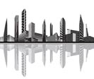 Black and white city - Vector illustration