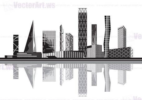 Black and white city - Vector illustration