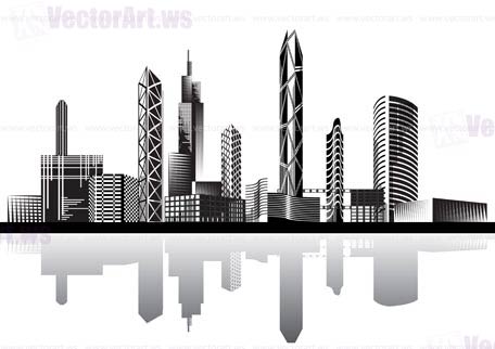 Black and white city - Vector illustration