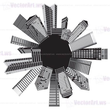 Black and white cities - Vector illustration