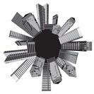 Black and white cities - Vector illustration