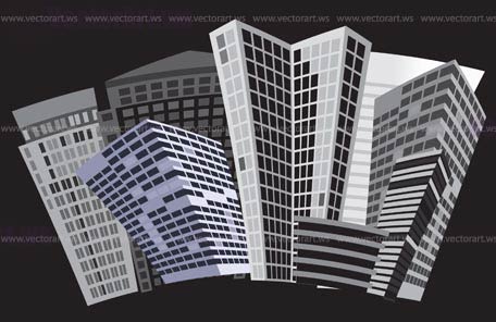 Black and white city - Vector illustration