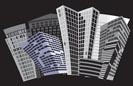 Black and white city - Vector illustration