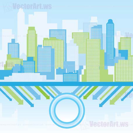 green and blue city background  - Vector illustration