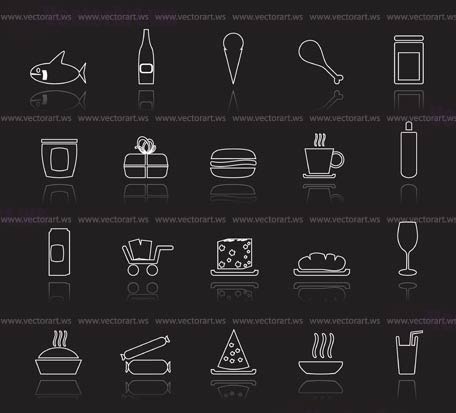 Shop and Foods Icons - Vector Icon Set