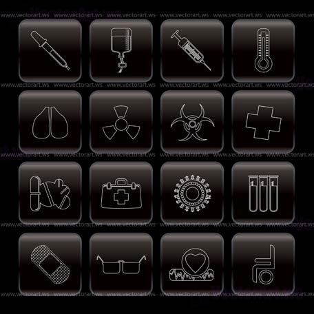 collection of  medical themed icons and warning-signs - Vector Icon Set