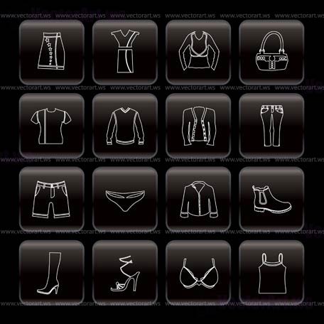 Line Clothing and Dress Icons - Vector Icon Set