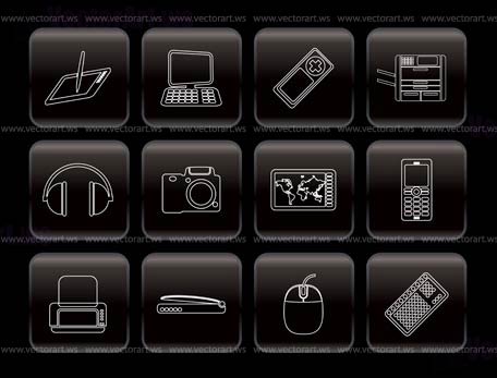 Line Hi-tech technical equipment icons - vector icon set 3