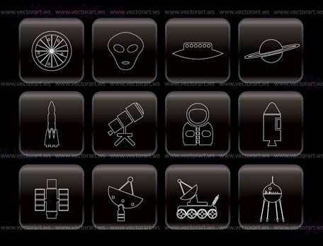 Line Astronautics and Space Icons - Vector Icon Set 2