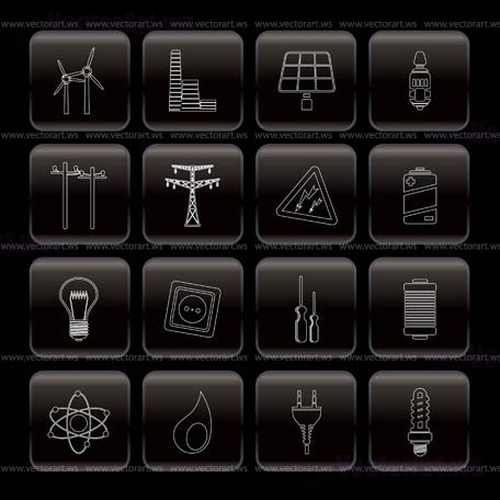 Electricity,  power and energy icons - vector icon set