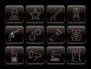 Law, order, police and crime icons - vector icon set