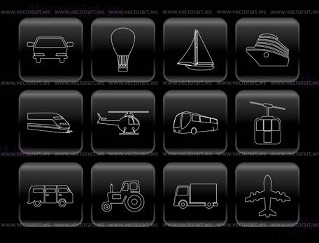 Transportation and travel icons - vector icon set