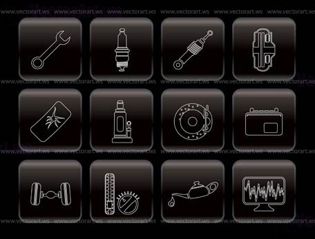 Car Parts and Services icons - Vector Icon Set 1