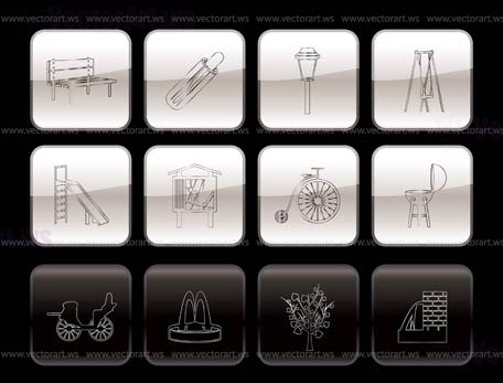 Park objects and signs icon - vector icon set