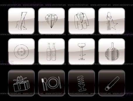 Luxury party and reception icons - vector icon set