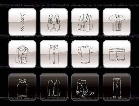 man fashion and clothes icons - vector icon set