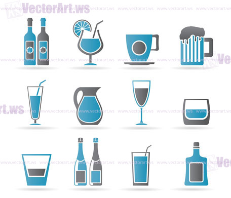 different kind of drink icons - vector icon set