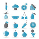 Different kinds of fruits and Vegetable icons - vector icon set