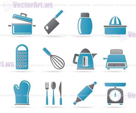 Kitchen and household Utensil Icons - vector icon set