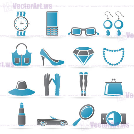 woman and female Accessories icons - vector illustration