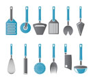 different kind of kitchen accessories and equipment icons - vector icon set