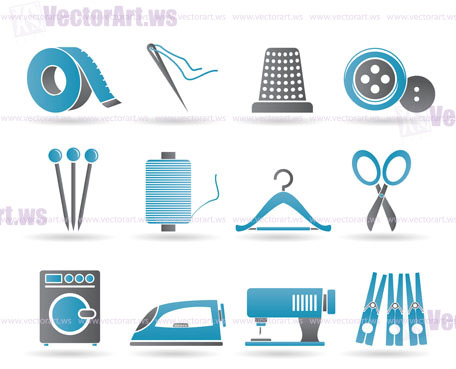 Textile objects and industry   icons - vector icon set