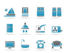 Hotel and motel room facilities icons - vector icon set