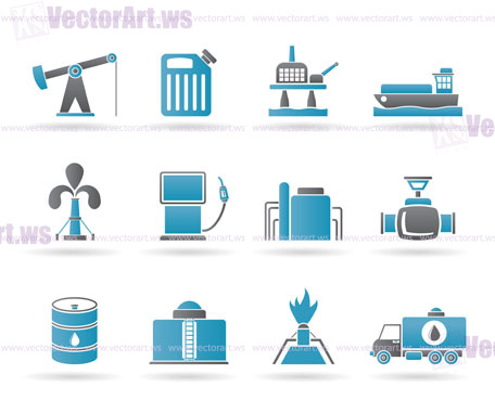 Oil and petrol industry icons - vector icon set