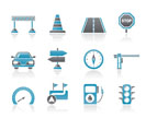 Road, navigation and traffic  icons - vector icon set