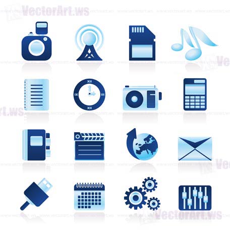 Phone Performance, Internet and Office Icons - Vector Icon Set