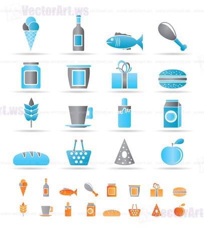 shop, food and drink icons - vector icon set